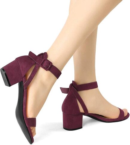 Allegra K Women's Ankle Strap Block Low Heel Sandal in Saudi Arabia