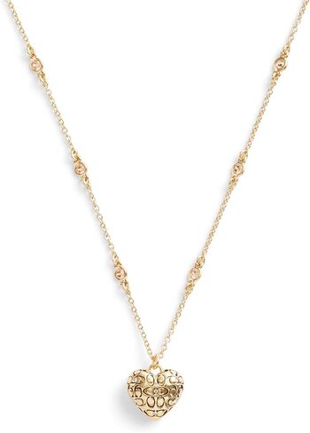 COACH Womens Signature Quilted Heart Pendant Necklace in Saudi Arabia