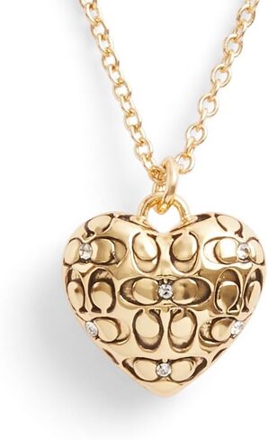 COACH Womens Signature Quilted Heart Pendant Necklace in Saudi Arabia
