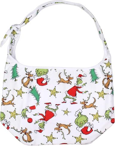 Dr. Seuss The Grinch Allover Festive Max And Grinch Shoulder Crossbody Hobo Bag Adjustable Strap, White, One size in Saudi Arabia