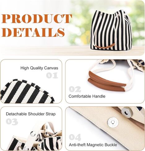 Women′s Tote Bag, Canvas Tote Bag for Women, Small Bucket Bag,Canvas Shoulder Bag Crossbody Bag Striped Pattern Beach Bag in Saudi Arabia