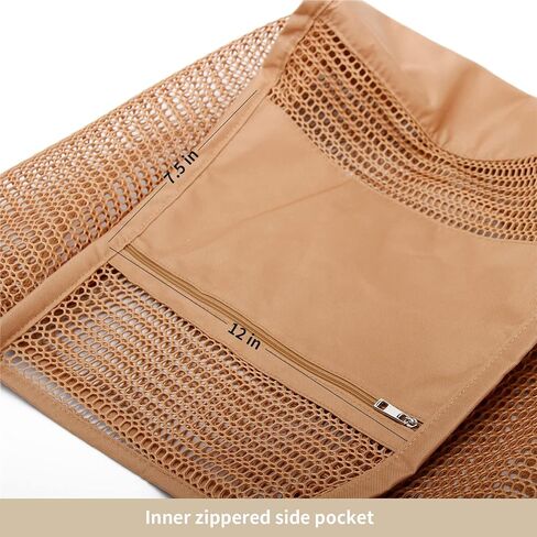 حقيبة الشاطئ TOPASION حقيبة شبكية خفيفة الوزن قابلة للطي على الشاطئ مع جيب بسحاب للنساء لقضاء العطلات على الشاطئ ورحلة حمام السباحة in Kuwait