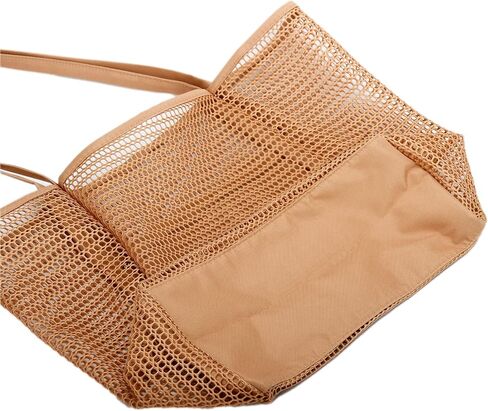 حقيبة الشاطئ TOPASION حقيبة شبكية خفيفة الوزن قابلة للطي على الشاطئ مع جيب بسحاب للنساء لقضاء العطلات على الشاطئ ورحلة حمام السباحة in Kuwait