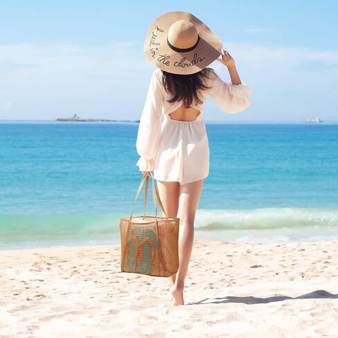 حقيبة الشاطئ TOPASION حقيبة شبكية خفيفة الوزن قابلة للطي على الشاطئ مع جيب بسحاب للنساء لقضاء العطلات على الشاطئ ورحلة حمام السباحة in Kuwait