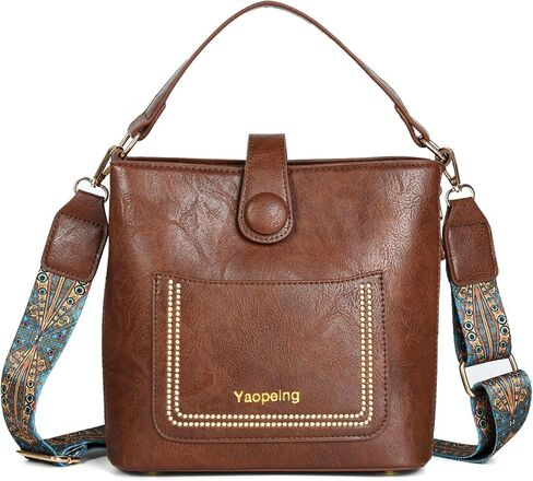 Yaopeing Vintage Women Shoulder Bags and Purse,Leather Bucket Handbags Tote Bag Ladies Satchel Hobo Crossbody Bags in Kuwait