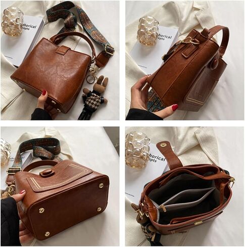 Yaopeing Vintage Women Shoulder Bags and Purse,Leather Bucket Handbags Tote Bag Ladies Satchel Hobo Crossbody Bags in Kuwait