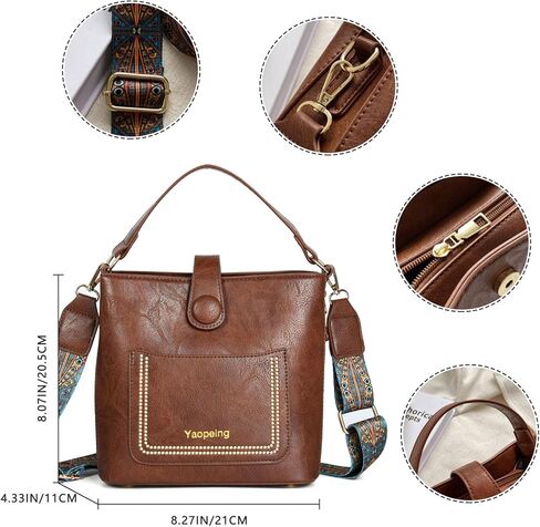 Yaopeing Vintage Women Shoulder Bags and Purse,Leather Bucket Handbags Tote Bag Ladies Satchel Hobo Crossbody Bags in Kuwait