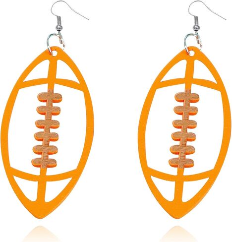 QzxEqz Handmade Faux Leather Football Ball Drop Earring Set Lightweight Sparkly Glitter Dangle Earring for Women Girl Statement Jewelry Sport Accessor in Saudi Arabia