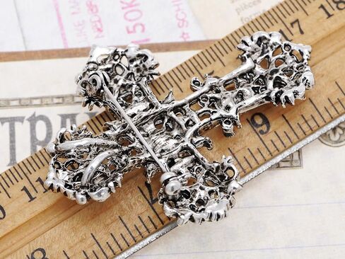Alilang Antique Silvery Tone Multi Rhinestones Colorful Holy Cross Brooch Pin in Saudi Arabia