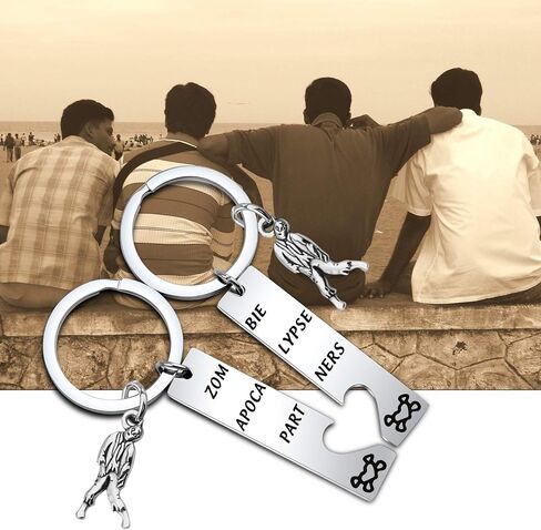 bobauna زومبي نهاية العالم شركاء القلب المكسور سلسلة المفاتيح مجموعة من 2 هدية لأفضل الأصدقاء الأزواج in Kuwait