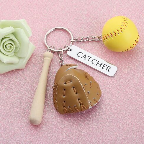 FEELMEM Softball Catcher Keychain Softball Player Gift Baseball Coach Gift Softball Catcher Baseball Game Day Jewelry Gift in Saudi Arabia