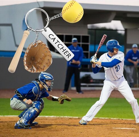 FEELMEM Softball Catcher Keychain Softball Player Gift Baseball Coach Gift Softball Catcher Baseball Game Day Jewelry Gift in Saudi Arabia