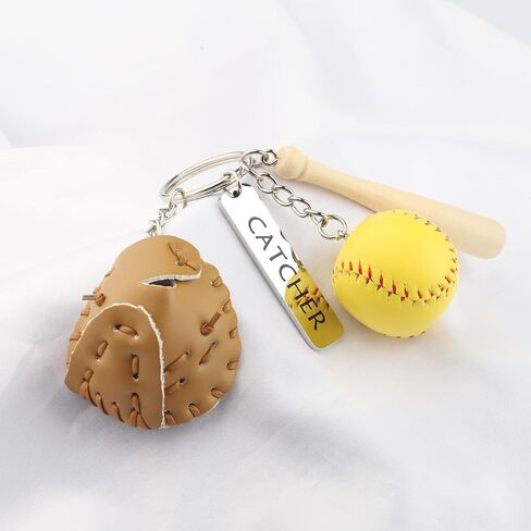 FEELMEM Softball Catcher Keychain Softball Player Gift Baseball Coach Gift Softball Catcher Baseball Game Day Jewelry Gift in Saudi Arabia