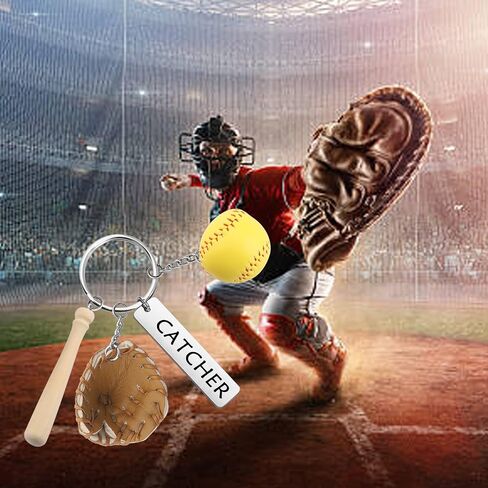FEELMEM Softball Catcher Keychain Softball Player Gift Baseball Coach Gift Softball Catcher Baseball Game Day Jewelry Gift in Saudi Arabia
