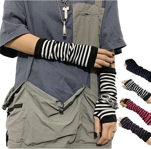 VTTDB Arm covers cute women kawaii japanese harajuku Goth Half Finger Knitted Arm Warmer Y2K Gloves Arm Sleeve for girl in Saudi Arabia