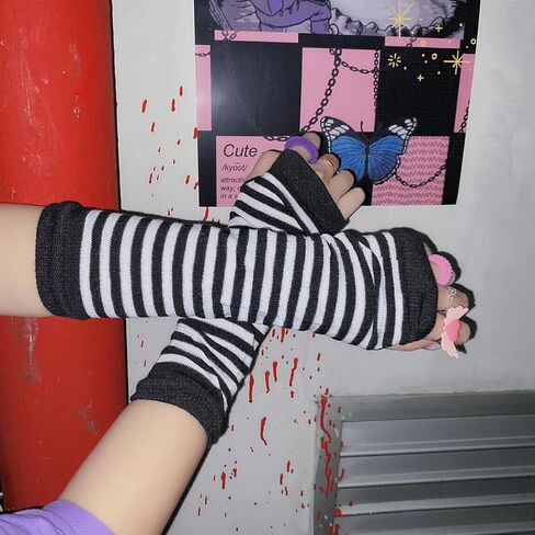 VTTDB Arm covers cute women kawaii japanese harajuku Goth Half Finger Knitted Arm Warmer Y2K Gloves Arm Sleeve for girl in Saudi Arabia