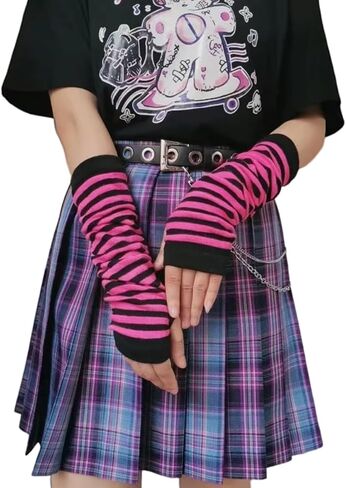 VTTDB Arm covers cute women kawaii japanese harajuku Goth Half Finger Knitted Arm Warmer Y2K Gloves Arm Sleeve for girl in Saudi Arabia