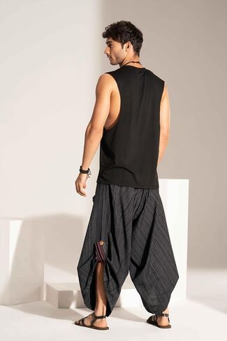 سراويل يوجا بيجامة حريم من شركة Veshti للرجال، 100% قطن فضفاض، سراويل هيبي علاء الدين كبيرة الحجم غير رسمية للركض in Saudi Arabia