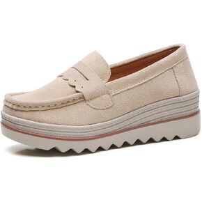 EnllerviiD Women's Slip-On Platform Loafers Comfort Suede Wedge Shoes Casual Thick Soft Business Work Penny Loafers in Saudi Arabia