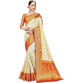 Elina fashion Women Sarees Banarasi Kanjivaram Silk Woven with Unstitched Blouse