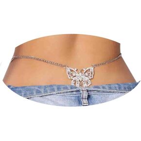 Women Sexy Rhinstone Underwear Body Chain Crystal Thong Panties Elastic G String Briefs Festival Rave Rhinestone Thong Underwear Summer Beach Bikini Crystal Waist Jewelry in Kuwait