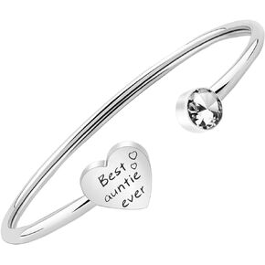 PLITI Mother Aunt Bangle Best Auntie Ever Bracelet Mother Auntie Jewelry Gifts from Niece Daughter Cuff Bracelets for Women