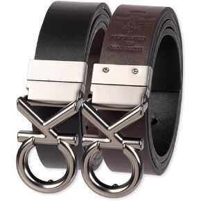 Calvin Klein Men's Two-in-One Reversible CK Plaque Logo Dress Belt