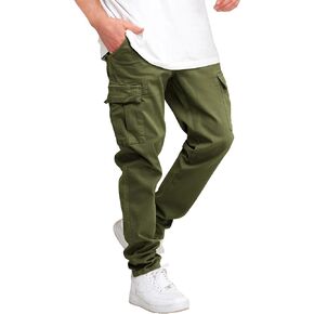 THWEI Cargo Pants for Men Casual Drawstring Joggers Cotton Work Sweatpants Multi Pockets in Kuwait