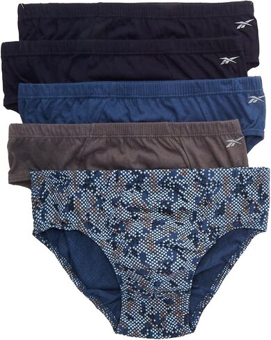 Reebok Men's 5 Pack Low Rise Brief Black/Grey/Blue / S in Saudi Arabia