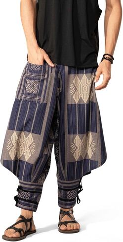 سراويل يوجا بيجامة حريم من شركة Veshti للرجال، 100% قطن فضفاض، سراويل هيبي علاء الدين كبيرة الحجم غير رسمية للركض in Saudi Arabia