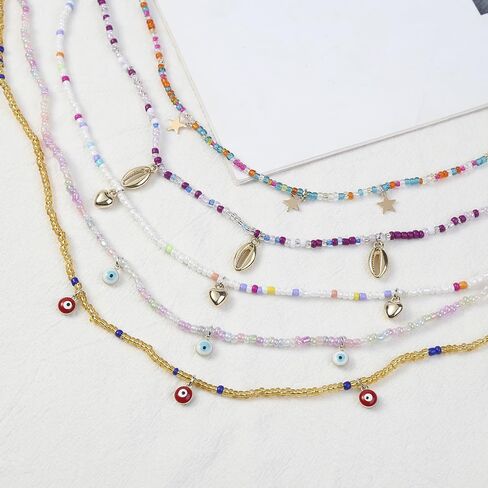 PIGIAOKA 12 قطعة من الخرز سلسلة الخصر البطن مطرز سلاسل الجسم طبقات مرنة الخرز الملونة الجسم سلاسل الخصر مجوهرات الجسم التبعي للنساء والفتيات in Kuwait