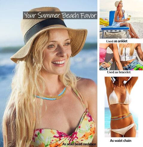 24 قطعة من خرز الخصر من Honsny للنساء سلسلة خرز الخصر الأفريقي ذات طبقات وسلسلة جسم البطن مجوهرات خصر الشاطئ الملونة in Kuwait