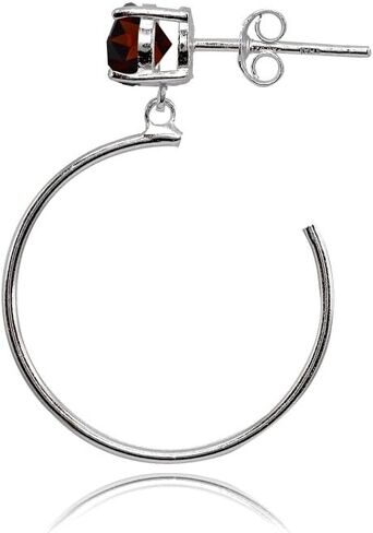 Sterling Silver 5mm Gemstone Dangling Round Half Hoop Stud Earrings in Saudi Arabia