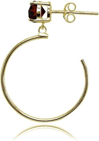Sterling Silver 5mm Gemstone Dangling Round Half Hoop Stud Earrings in Saudi Arabia