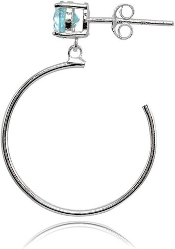 Sterling Silver 5mm Gemstone Dangling Round Half Hoop Stud Earrings in Saudi Arabia