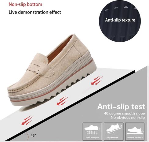 EnllerviiD Women's Slip-On Platform Loafers Comfort Suede Wedge Shoes Casual Thick Soft Business Work Penny Loafers in Saudi Arabia
