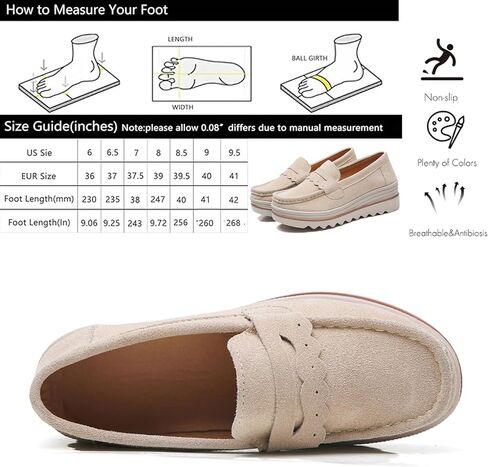 EnllerviiD Women's Slip-On Platform Loafers Comfort Suede Wedge Shoes Casual Thick Soft Business Work Penny Loafers in Saudi Arabia
