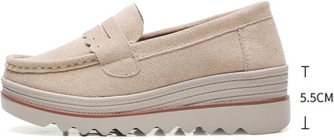 EnllerviiD Women's Slip-On Platform Loafers Comfort Suede Wedge Shoes Casual Thick Soft Business Work Penny Loafers in Saudi Arabia
