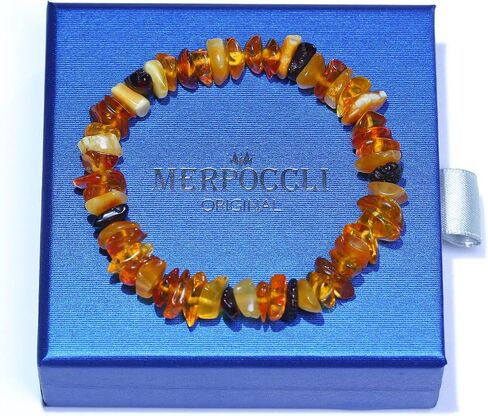 Real Baltic Amber Bracelet for Aldults (Women/Men), Handmade in Poland Natural Jewelry, Healing Stretch Bracelet-MERPOCCLI, 7 inch, Amber in Saudi Arabia