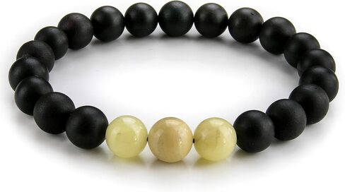 Amber Culture Amber Bead Stretch Bracelet - Certified Handmade Natural Baltic Dark Cherry Charm Bangle Unisex Adult in a Gift Box in Saudi Arabia