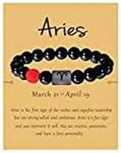 JIAHATE زودياك تمتد أساور الرجال النساء، 8 مم 10 مم حجر العقيق الأسود الطبيعي نجمة زودياك المجوهرات علامة كوكبة ابراج تاريخ الميلاد حبة سوار in Kuwait