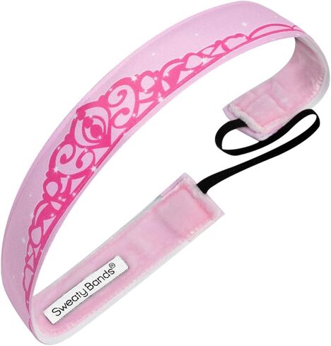 عصابة رأس للفتيات من Sweaty Bands - عصابة شعر الأميرة مبطنة بالمخمل غير قابلة للانزلاق - Crown Me Pink in Saudi Arabia
