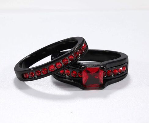 خواتم زوجين مطابقة خواتم لها خاتم أحمر تشيكوسلوفاكيا المرأة خاتم الزفاف التيتانيوم in Kuwait