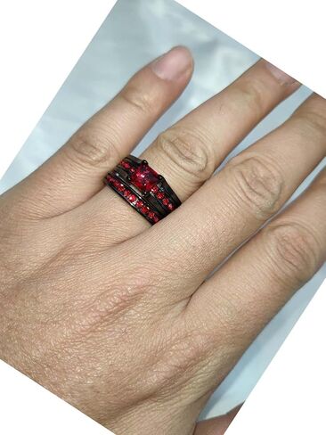 خواتم زوجين مطابقة خواتم لها خاتم أحمر تشيكوسلوفاكيا المرأة خاتم الزفاف التيتانيوم in Kuwait