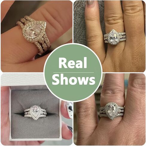 Newshe مجوهرات خواتم الزفاف مجموعات له ولها AAAAA تشيكوسلوفاكيا وعد خواتم للأزواج النساء الرجال الفرقة حجم 4-13 in Kuwait