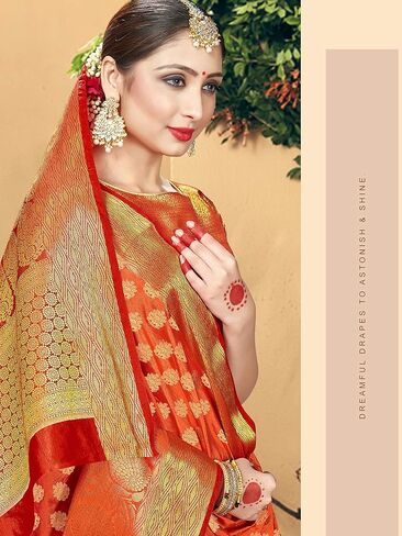 Elina fashion Women Sarees Banarasi Kanjivaram Silk Woven with Unstitched Blouse in Saudi Arabia