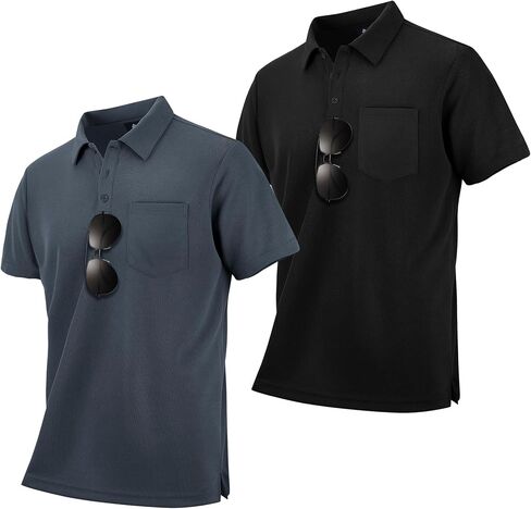 5 Pack Pocket Polo Shirts for Men Cool Dri Short Sleeve Athletic Performance Work Shirts Casual in Saudi Arabia