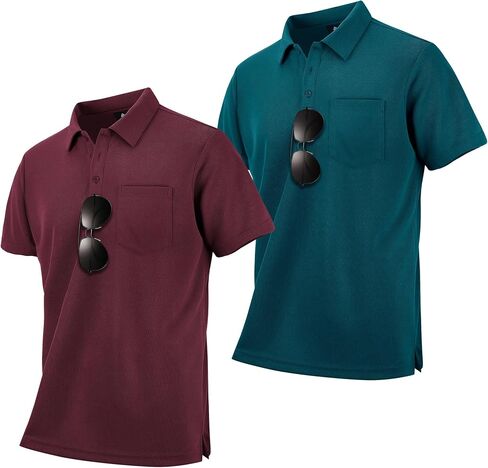 5 Pack Pocket Polo Shirts for Men Cool Dri Short Sleeve Athletic Performance Work Shirts Casual in Saudi Arabia