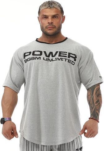 Men's Oversize Gym Fitness and Bodybuilding T-Shirt, Cotton O-Neck Lifestyle Top in Saudi Arabia