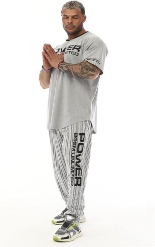 Men's Oversize Gym Fitness and Bodybuilding T-Shirt, Cotton O-Neck Lifestyle Top in Saudi Arabia